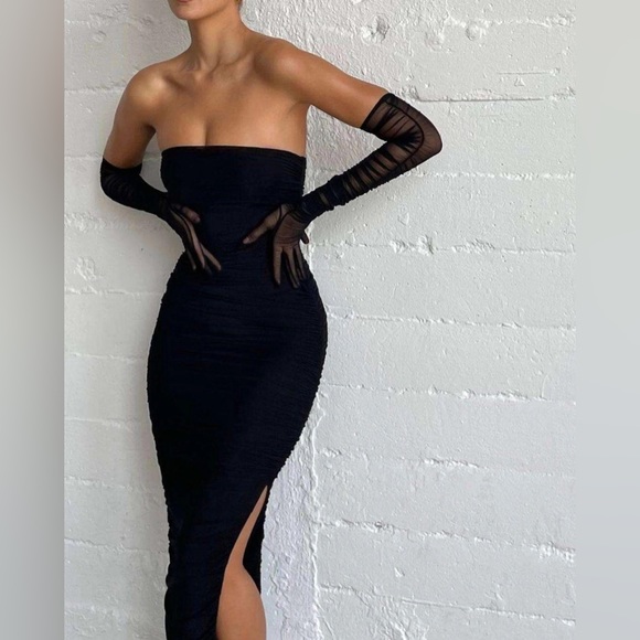 HOUSE OF CB 'Sofia' Black Mesh Strapless Maxi Dress NWT - Picture 6 of 16